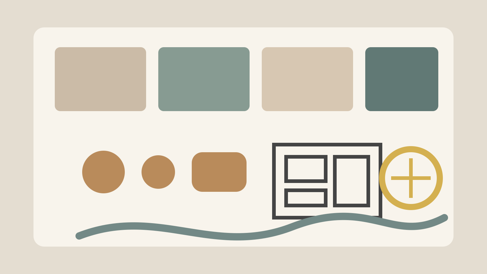 Bathroom makeover planning board with paint swatches, hardware, towels, tile sample, and floor sketch