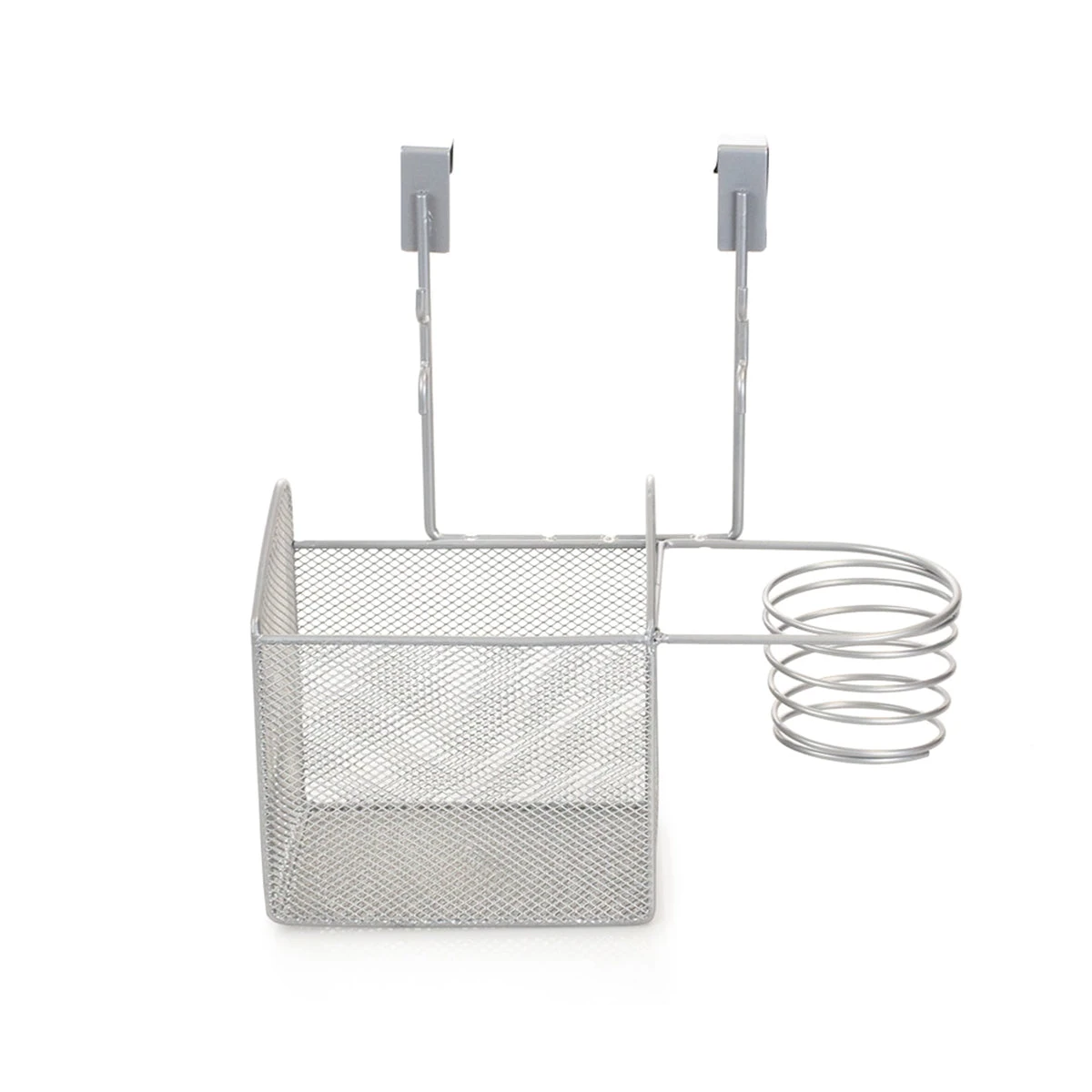 Home Basics Steel Over-the-Cabinet Hairdryer Organizer — Silver (HH41083)
