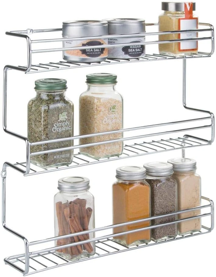 mDesign Metal Wall-Mount Spice Rack — 3 Tier, Chrome