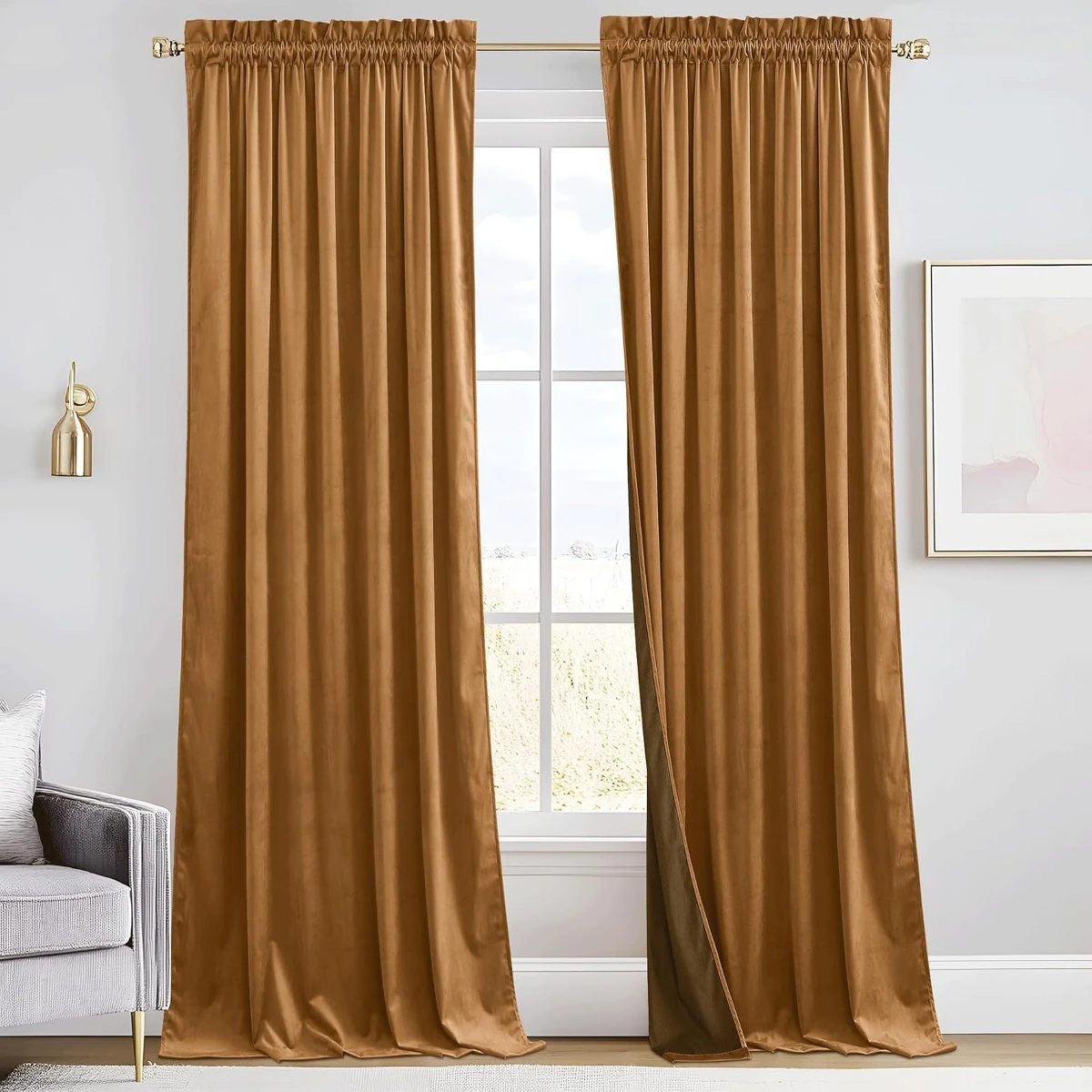NICETOWN Velvet Blackout Curtains — Bronze, 52 x 84, 2 Panels
