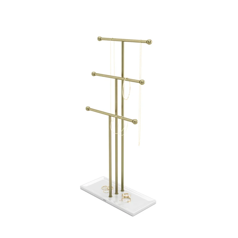 Umbra Trigem Jewelry Stand — White/Brass